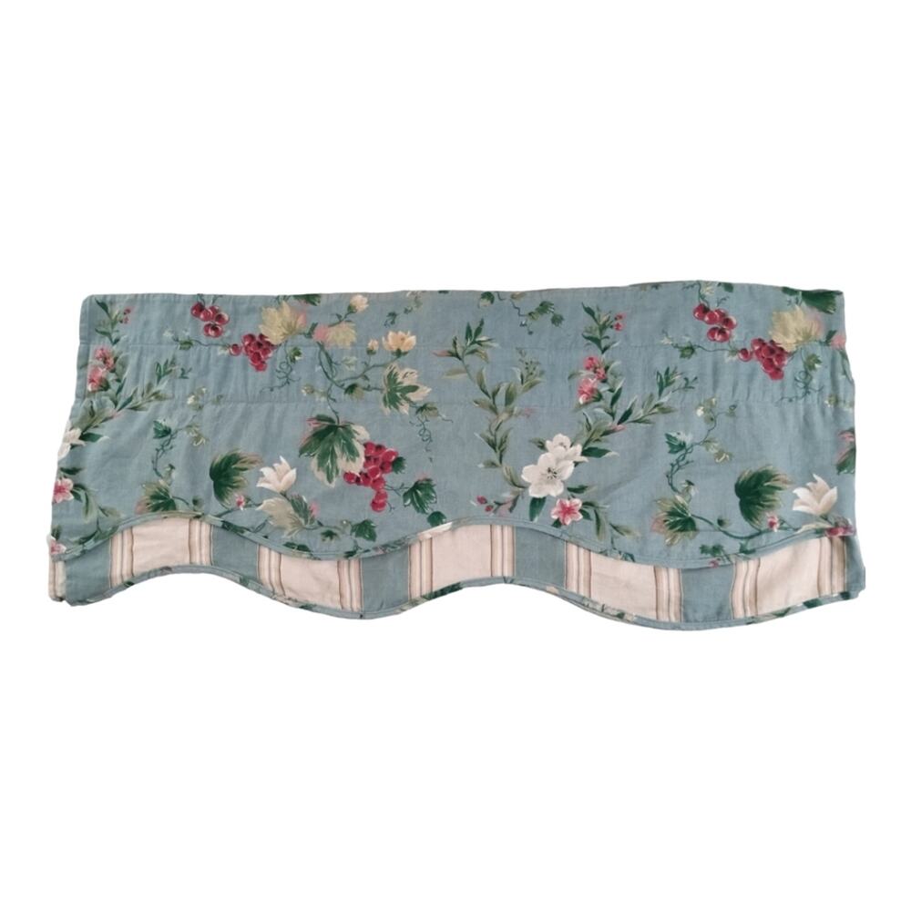 Waverly Chianti Stripe Fairfield Blue Valance Scalloped Layered